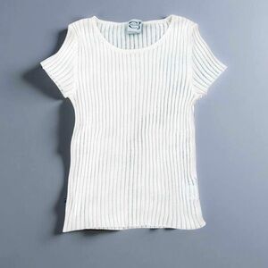 CAVALLI JEANS white open-weave ribbed stretch tee shirt top